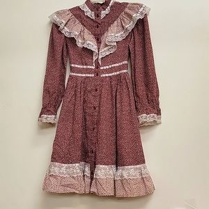 Handmade 1980s Floral Cottagecore Prairie Cosplay Hippy Gunne Sax Style Dress S